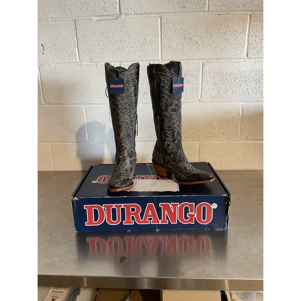 Durango Crush Tall Western Boot Womens Size 7 Distressed Graphite DRD0382